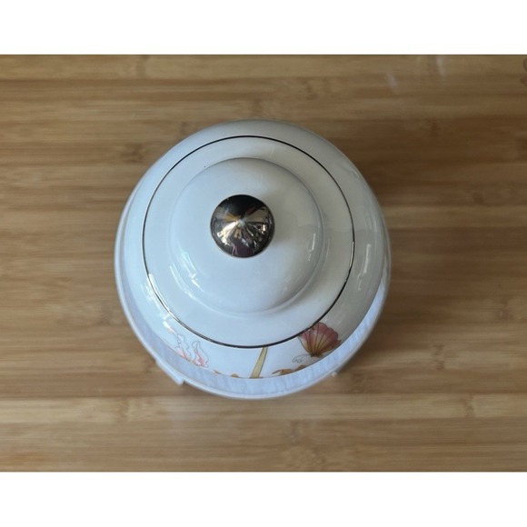 Vintage Japan Floral Decor Ginger Jar Gold Trim Iris & Butterfly on White 7.5" - Picture 3 of 7